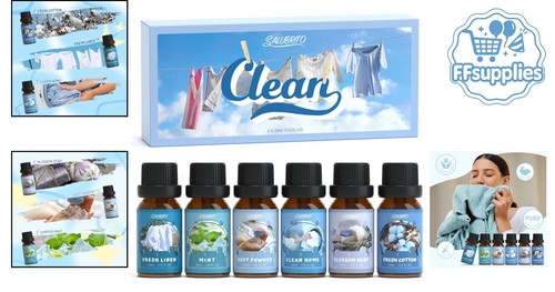 Clean Home Essential Oil Set - Aromatherapy Bliss with Fresh Linen & Mint Scents - Picture 2 of 9