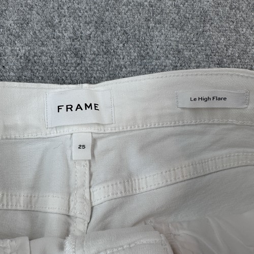 Frame Le High Flare Jeans Size 25 White Stretch Denim High Rise Long Boot Cut - Picture 7 of 10