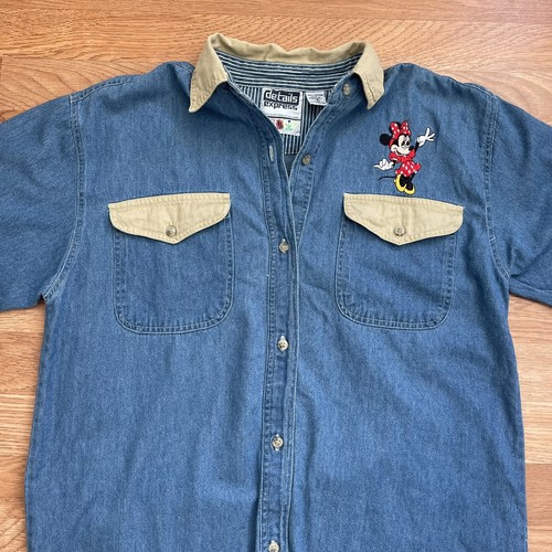 VINTAGE DEADSTOCK DETAILS EXPRESS Minnie Mouse Embroidered Denim Button Up Top - Picture 8 of 8