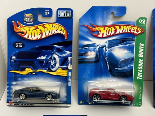Hot Wheels Ferrari Lot X 5 Cars No Cracks Enzo Ferrari Treasure Hunt Blue Cards - Picture 2 of 18