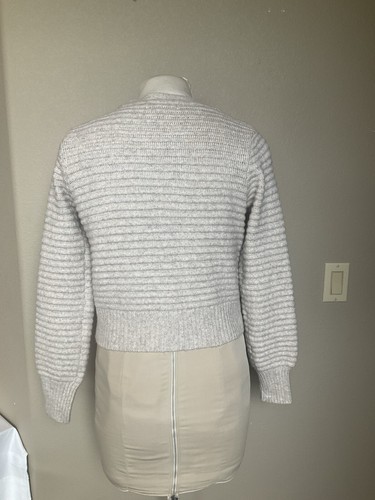 Cárdigan de pescador Happily gris recortado manga larga para mujer mezcla de poliéster M - Imagen 4 de 7