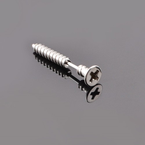 2PC Gothic Halloween Titanium Fake Nail Screw Studs Bar Piercing Stud Earrings - Picture 2 of 9