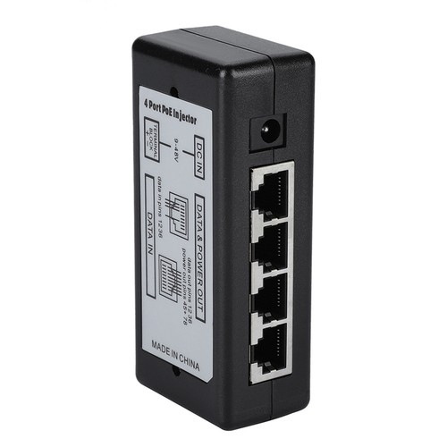 4 Port PoE-Injektor PoE-Ethernet Netzteil Adapter IP Kamera Netzteil DC12V-48V