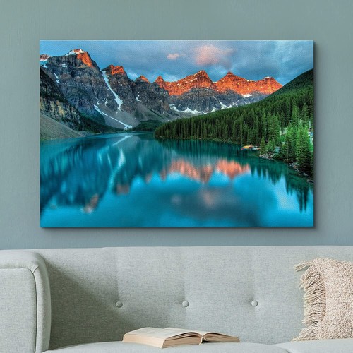 24"x36"-Mountain Lake Landscape Wall Art Nature Canvas Print - Picture 2 of 5