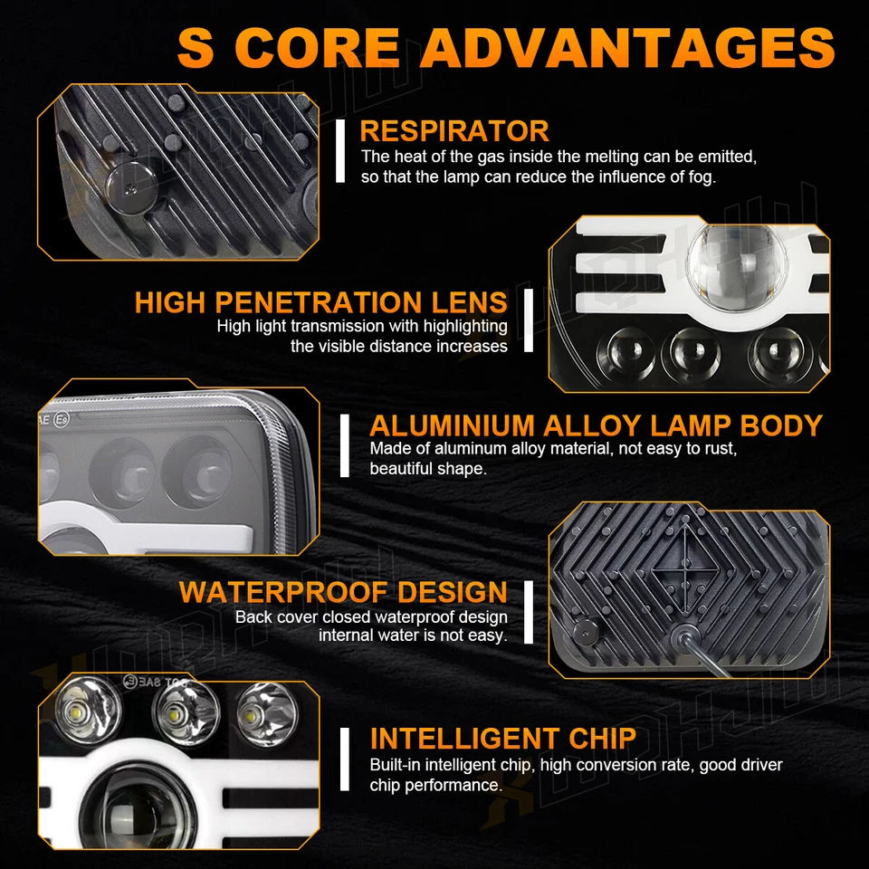 New 5x7" 7x6 inch Led Headlight Hi/Lo DRL Fit for Toyota 4Runner 1984-1991 H6054 - Image 4 of 4