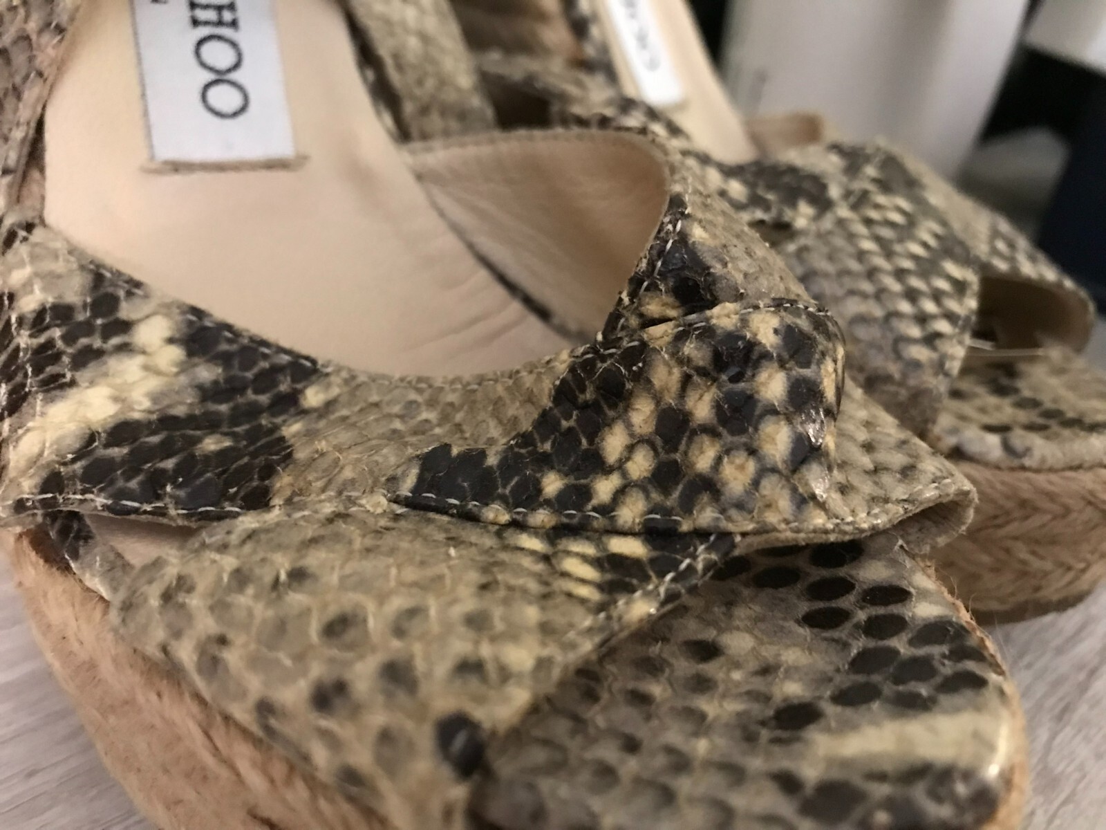 JIMMY CHOO BRAND PYTHON SNAKESKIN NATURAL PLATFOR… - image 9