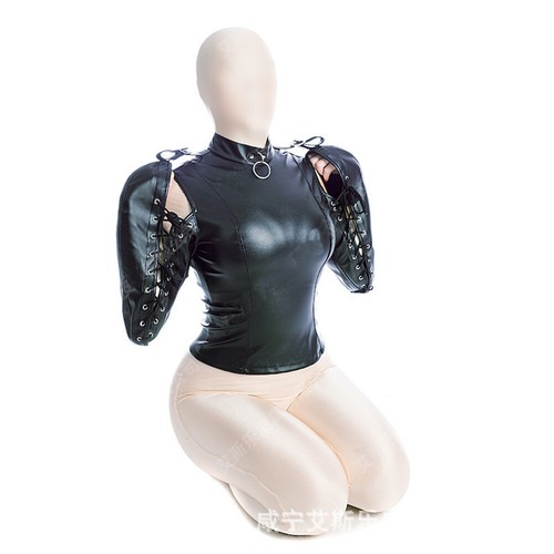 Body Straight Strap Black PU Jacket Straight Arm Binder BODY HARNESS Restraint - Picture 4 of 10