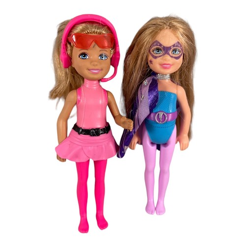 Lot of 2 Barbie Chelsea Dolls ~ Princess Power Super Hero & Spy Squad