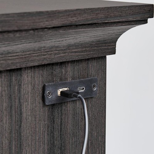Canton End Table W/ USB Ports Storage Drawer Rustic Wood Finish Indoor Durable - Picture 3 of 10