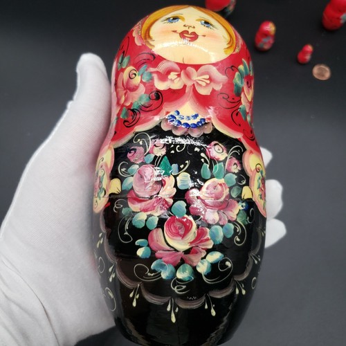 9" Russian Nesting Doll 10 pieces Floral Pattern - Matryoshka doll - Picture 9 of 12
