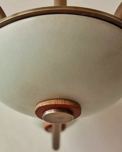 Lola Chandelier, handmade 3 light Walnut ball Large Ceiling décor fixture - Picture 3 of 9