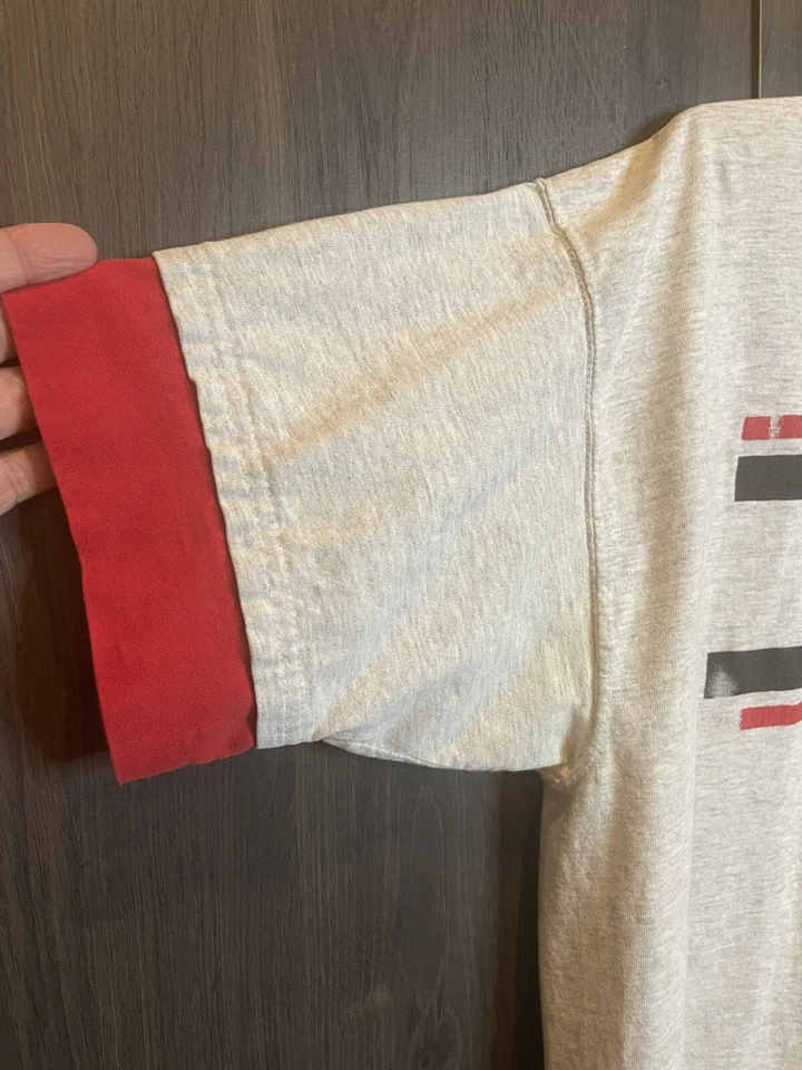 Vintage 20/20 Sport Wisconsin Ringer T-Shirt Adult XL Gray/Red Made In The USA - Image 3 of 4