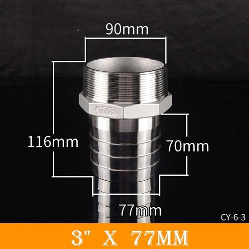 Stainless Steel Male Thread Fitting BSP 1/8" to 4" Barb Hose Tail End Connector - Picture 69 of 70