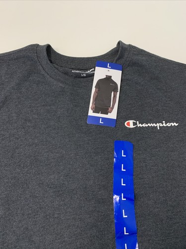 Champion Granite Grey Mens T-Shirt Cotton/Poly NEW S/S NEW Logo Tee LARGE  L - Picture 4 of 12