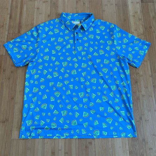Jack Nicklaus Men's 2XL Blue Lime Watermelon Print Golf Polo Shirt