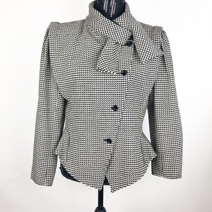 Amen-Wardy-Ungaro-Parallel-Vintage-Womens-Size-12-Jacket-Blazer-Black-White-70-039-s