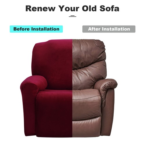 Stretch Recliner Sofa Covers Velvet Fabric Armchair 1 2 3-Seater Couch Slipcover - Picture 58 of 64