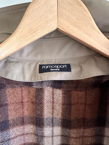 Vintage 80s RAMOSPORT Paris khaki snap trench w/ removable wool plaid lining M - Picture 13 of 15