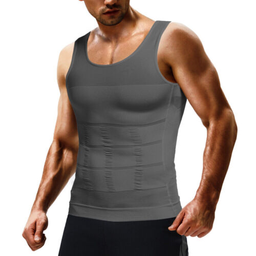Men Compression Shirts Sleeveless Body Shaper Base Layer Slimming Tank Top Vest - Picture 17 of 25