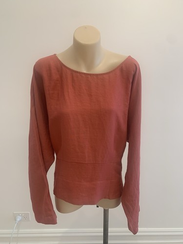 $169 NEW Sz 20 Plus Size ELK 100% FRENCH LINEN TAYE TOP DESERT ROSE DEEP PINK - Picture 6 of 17