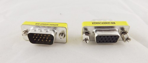 1pc VGA/SVGA 15 Pin DB15 Male To Female D-SUB 3 Rows Mini Gender Changer Adapter - Picture 1 of 1