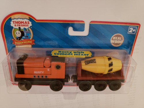 THOMAS & FRIENDS WOODEN RAILWAY ~ RUSTY WITH CEMENT MIXER ~ ABSOLUTELY MINT! - Picture 8 of 12