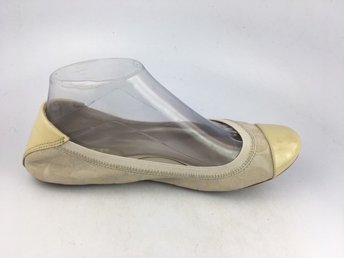 Coach Wenda Beige/ Cream Cap Toe Ballet Flat Shoe Women's SZ 8.5 b - Picture 2 of 12
