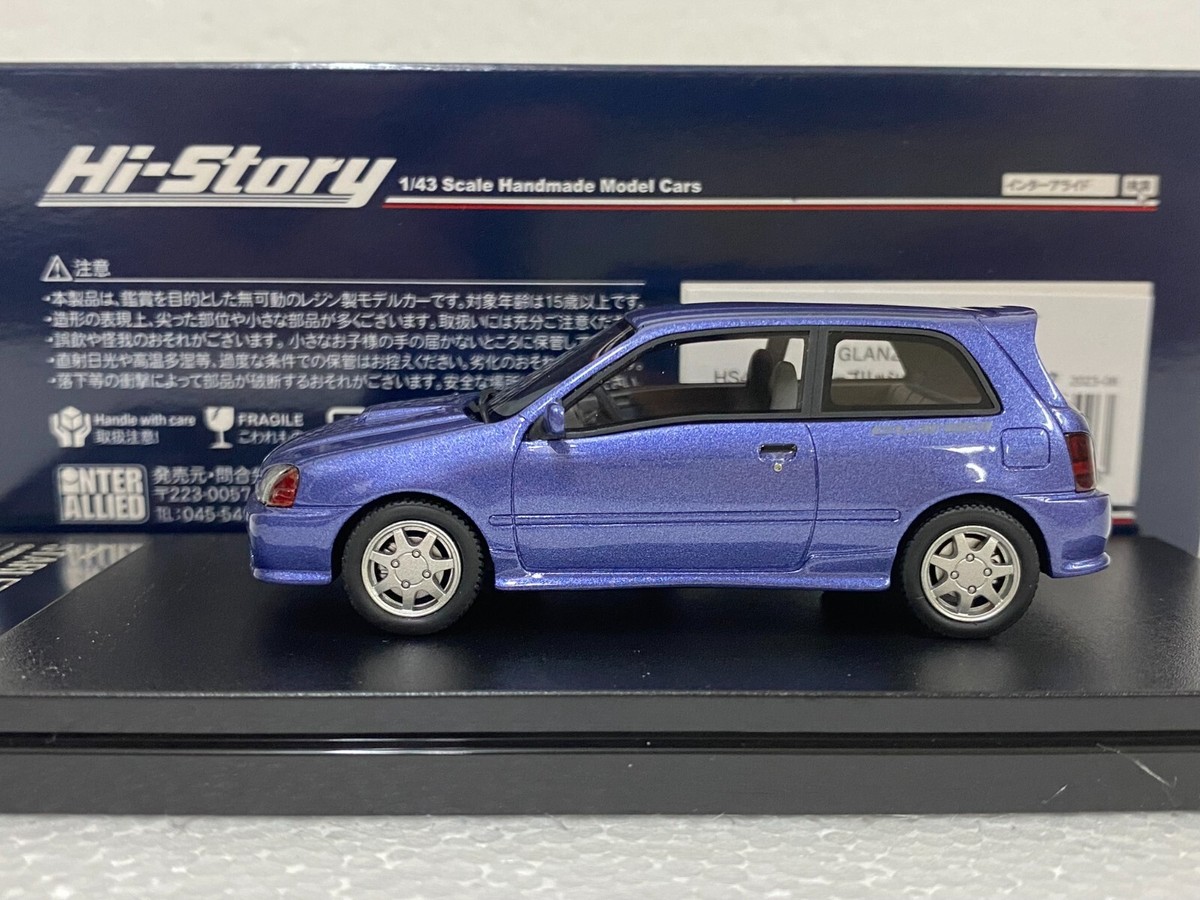 1:43 HI STORY HS426BL TOYOTA STARLET GLANZA V 1996 skala