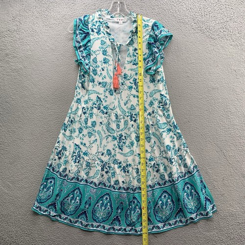 THML Tiered Mini Dress Womens Size S Paisley Floral Print Cottage Boho Preppy - Picture 4 of 10
