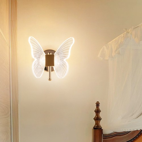 10W LED Crystal Butterfly Wall Light Fixture Acrylic Ceiling Lamp Triple Color - Picture 10 of 17