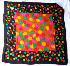 Yves Saint Laurent YSL Polka dot scarf silk crepe hand rolled edge VTG 90 33x34