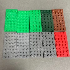 Lego Baseplates Green Dark Gray Brown 8 x 4 Replacement Add-on Pieces Lot of 10