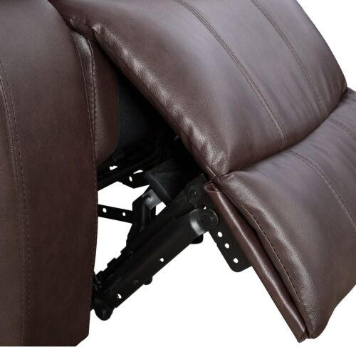NEW Brown Leather 3PC Sofa Loveseat Chair 5-Recliner Set 4 Cupholders 2 Console - Picture 9 of 10