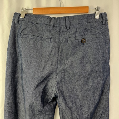 Ted Baker Hose Erwachsene London blau Leinenmischung flach vorne Herren Größe 32R 32x29 - Bild 5 von 9