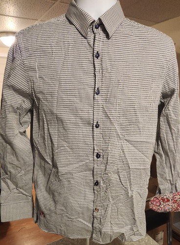 English Laundry Men's John Lennon Shirt Checked  flip cuff  M see measurement - Picture 1 of 8