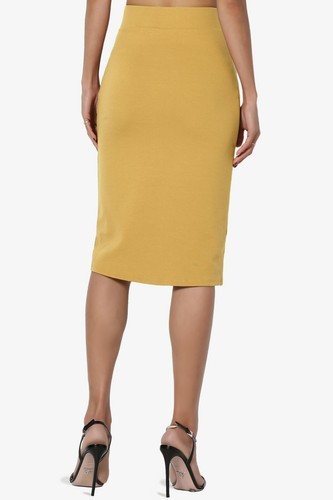 Thick Ponte Stretch Knit High Waist Knee Length Pencil Midi Skirt Casual Office - Picture 70 of 80