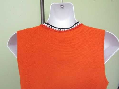 SANDRO OF PARIS FIT & FLAIR ORANGE POLYESTER DRESS / 32" BUST - Picture 5 of 6