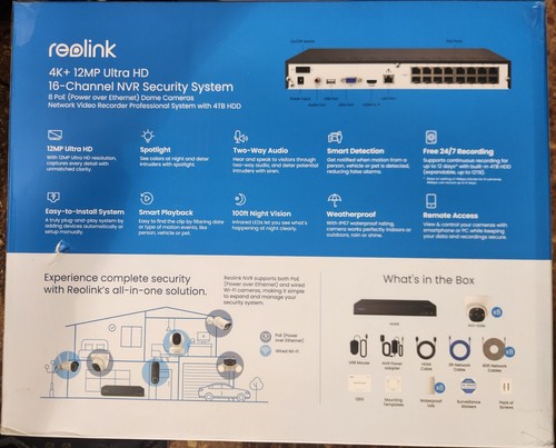 Reolink 16CH NVR Ultra HD 12MP PoE Home Outdoor Security Camera System Spotlight - Picture 4 of 4
