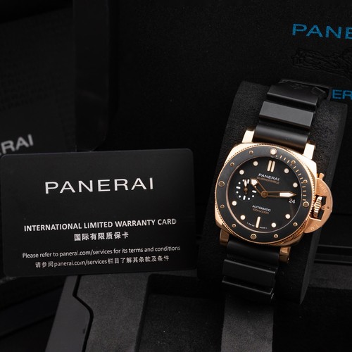 Panerai Submersible Rose Gold Auto 42mm Black Dial Watch PAM 974 Complete Set - Bild 19 von 21