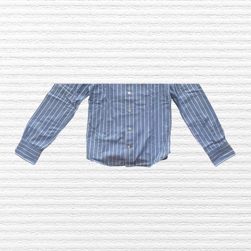 Abercrombie Boys Muscle Fit Shirt Blue White Stripe Long Sleeve Size Medium - Picture 4 of 11