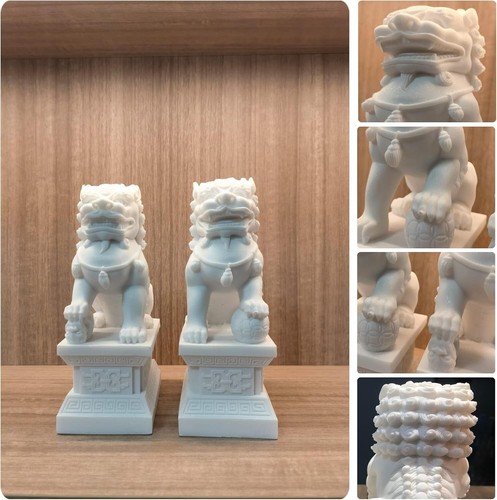 Majestic Pair of 18cm Foo Dog Statues - Asian Guardians for Home Blessings - Picture 7 of 10