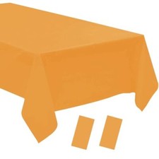 Disposable Plastic Tablecloth Pack 54"x 108" Rectangle Table Covers 2 Orange