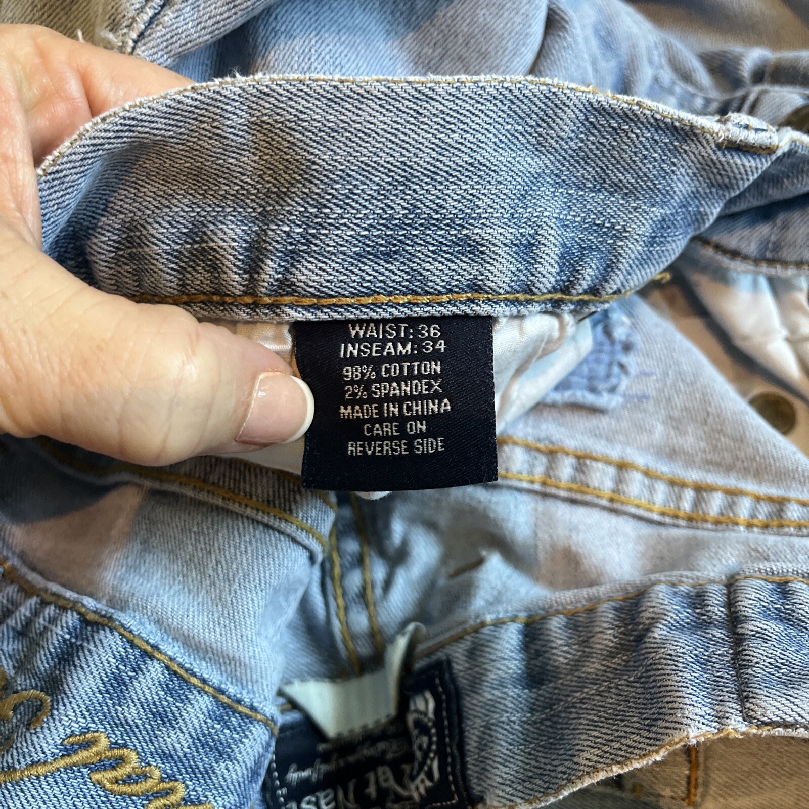 Nat Nast Men's Original Fit Stretch Denim Blue Jeans Size 36x34 Actual 34 X 28 - View 5