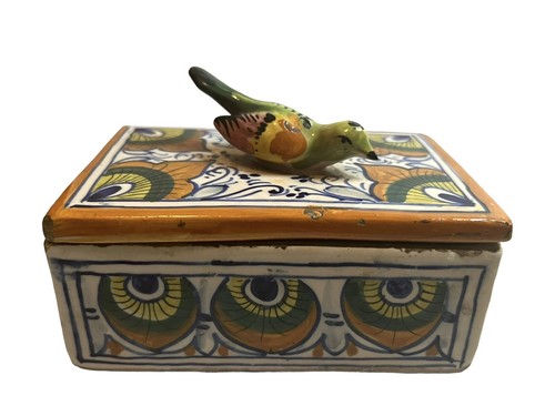 Italienische Keramik Schmuck Box figurale Vogelfigur Deckel handbemalt Keramik - Bild 2 von 14