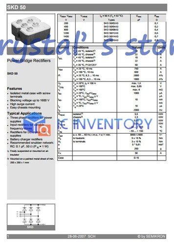 1PCS SEMIKRON KD50/08A3 SKD50-08A3 Module New Best Service Quality Guarantee - Picture 6 of 6