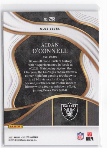 2023-24 Panini Select Aidan O'Connell RC #298 Club Level Raiders - Bild 2 von 2