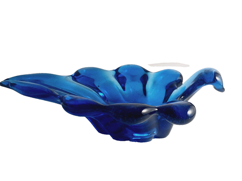 Mundgeblasene blaue Kunst Glas Bonboniere Schmuckstück Kobalt - Bild 9 von 14