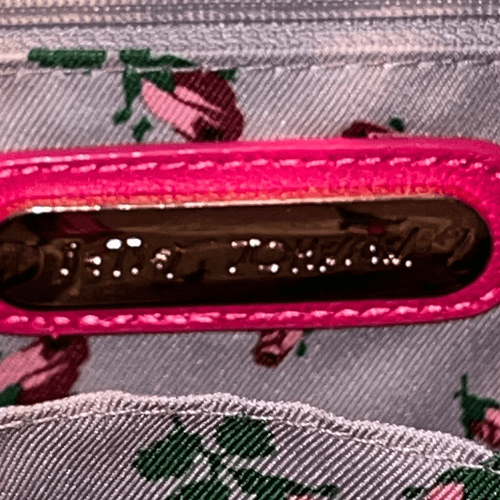 Betsey Johnson Fuchsia Stripe Flouncin' Around Saddle Bag With Chain Strap - Picture 16 of 16
