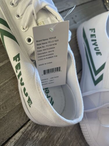 Feiyue FE Lo 1920 en Blanco con Verde Hombre’s 7/Mujer’s 9 Zapatillas de Lona - Imagen 5 de 7