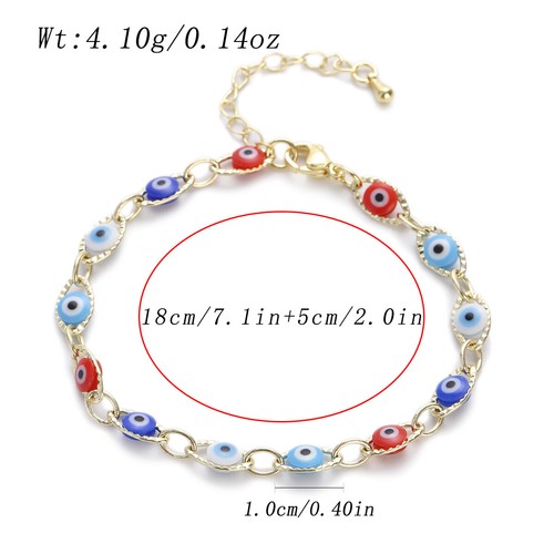 Juego de 2 piezas de pulsera de joyería con gargantilla para ojos turcos esmaltado de 18 - Imagen 4 de 12